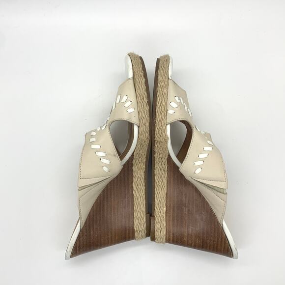 Jack Rogers Sophia Wedge Heel Sandals Size 7.5 Bone White Slip On - Picture 7 of 9
